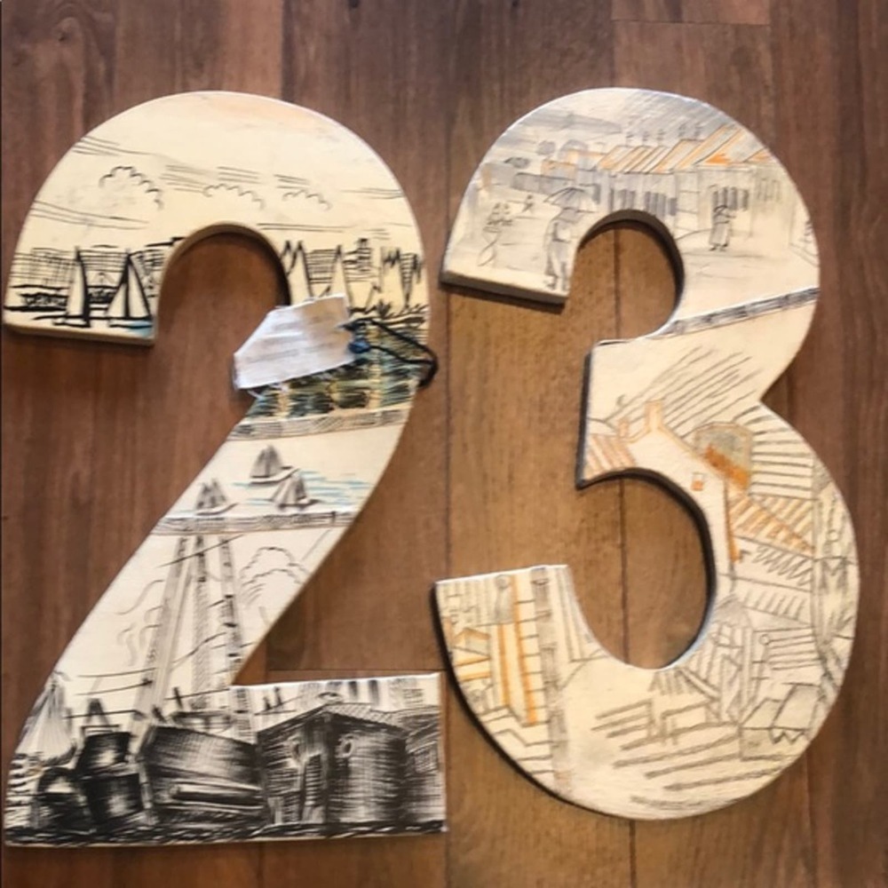 Anthropologie hand painted Swarm numbers - Picture 3 of 7